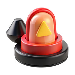 Warning beacon light with yellow triangle symbol alert isolated on transparent background