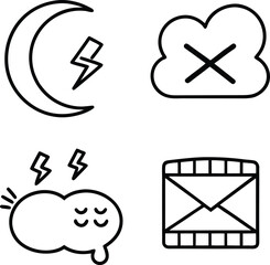 Four minimalist black line art icons on white background symbol graphic