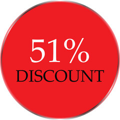 Up to 51 Percent Discount Star Badge – Red Promotional Sale Sticker, Special Offer Marketing Label, Retail Shopping Price Cut Tag, E-commerce Discount Icon for Advertising Campaign