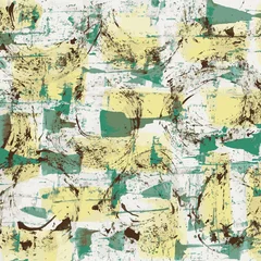 Crédence de cuisine Mur vieilli Fresh aqua and yellow watercolor blocks pattern abstract art.  © Marcelo