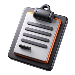 Realistic 3d clipboard with paper and pen icon isolated on transparent background