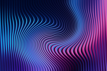 Abstract swirling pattern with vertical pleats in blue and pink neon light