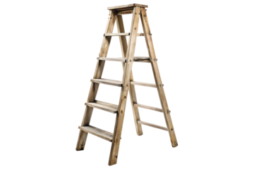 Wooden step ladder isolated on white background