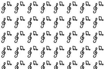 seamless pattern with black musical notes and symbols. Musical background for fabric prints, wrapping paper, website, stationery.