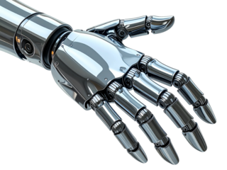 robotic hand isolated on white background