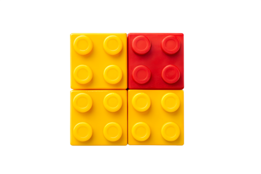 Four building blocks arranged in a square isolated on white background