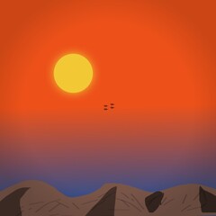 sunset in the desert