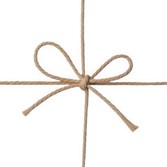  A closeup of string or twine tied in a bow isolated on transparent and white background