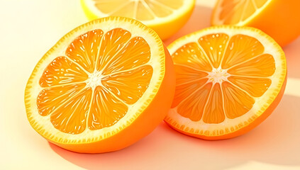Fresh Oranges with Green Leaves