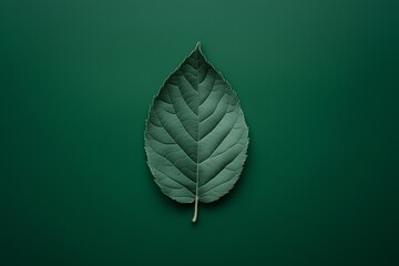 Single Leaf on Green Background