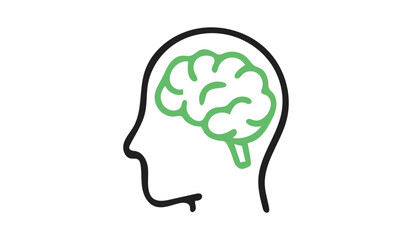 Human Brain Icon, Intelligence Symbol, Mind Anatomy Design, Knowledge Vector, Psychology Illustration
