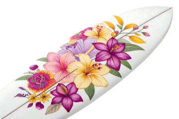Surfboard with floral design summer