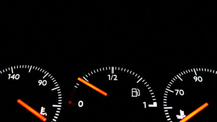 Three speedometers are shown on a black background