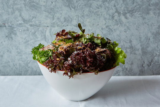 Mixed green salad with anchoves, copyright Diana Koenigsberg 2016