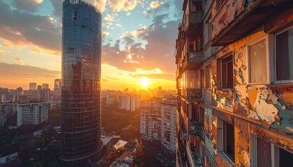 Urban Inequality – Old Flats Beside Modern Skyscrapers