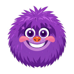 Fototapeta premium Purple Fluffy Creature With Wide Grin and Pink Cheeks