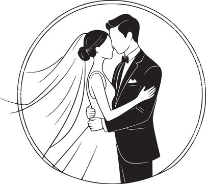 Eternal Embrace: Elegant depiction of a bride and groom, symbolizing enduring love, a bond of lifelong commitment