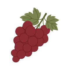 A red grape with a green leaf on top. The grape is ripe and ready to be eaten
