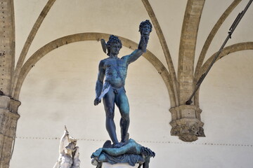 Perseus with the head of Medusa in the Italian city of Florence