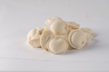 Frozen dumplings semi-finished product piled up