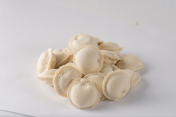 Frozen dumplings semi-finished product piled up