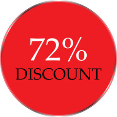 Up to 72 Percent Discount Star Badge – Red Promotional Sale Sticker, Special Offer Marketing Label, Retail Shopping Price Cut Tag, E-commerce Discount Icon for Advertising Campaign