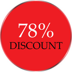 Up to 78 Percent Discount Star Badge – Red Promotional Sale Sticker, Special Offer Marketing Label, Retail Shopping Price Cut Tag, E-commerce Discount Icon for Advertising Campaign
