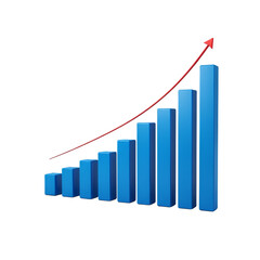 3D Bar Graph:  Business Growth Chart, Upward Trend, Financial Success Visualization