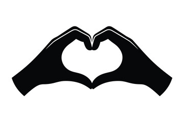 Fototapeta premium Black silhouette of hands forming a heart shape
