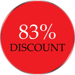 Up to 83 Percent Discount Star Badge – Red Promotional Sale Sticker, Special Offer Marketing Label, Retail Shopping Price Cut Tag, E-commerce Discount Icon for Advertising Campaign