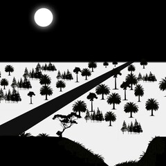 Forest silhouette landscape
