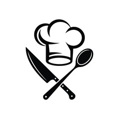 Chef hat crossed knife and spoon culinary icon