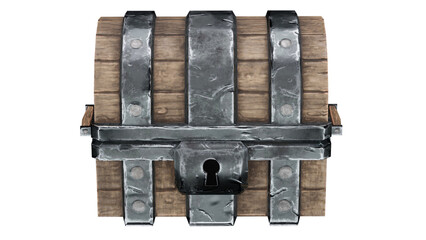 Treasure chest made of wood and metal with a lock