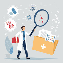 Vector illustration of a doctor with healthcare elements 