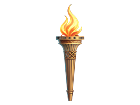 Burning torch isolated on transparent background illustration
