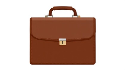 A stylized illustration of a classic brown leather briefcase, featuring simple lines and a straightforward design.