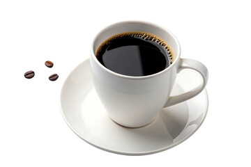 Fototapeta premium White coffee mug with black coffee aroma