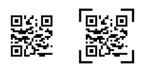 Fototapeta premium Clean vector black QR code symbols, Editable black QR code vector, High-quality black QR scanner graphics for websites and mobile apps.