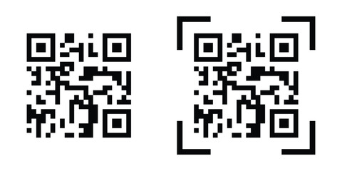 Clean vector black QR code symbols, Editable black QR code vector, High-quality black QR scanner graphics for websites and mobile apps.