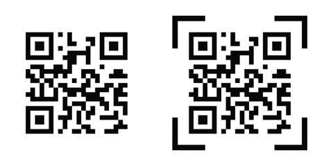 Clean vector black QR code symbols, Editable black QR code vector, High-quality black QR scanner graphics for websites and mobile apps.