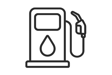 Gas station fuel pump icon. Petrol and diesel refueling symbol. Outline vector illustration for automotive, transport, and energy industry. Gasoline power and oil concept.