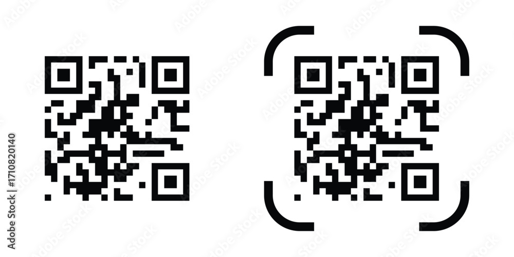 Wall mural modern black qr code icon on clean white background. qr code scan for smartphone. qr code for paymen