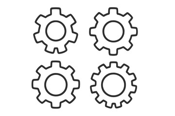 Gear icon set. Cogwheel linear vector illustration. Mechanism, settings, and options symbol. Business concept of teamwork, connection, progress, and development process.