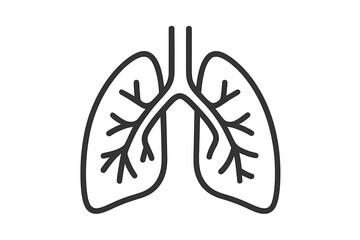 Lungs icon. Human organ anatomy symbol. Respiratory system sign. Pulmonology, breathing concept. Health care, medical linear pictogram. Simple line art vector illustration.