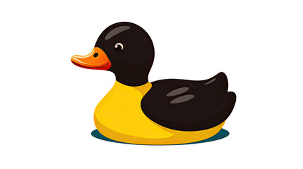 Obraz premium 3D black and yellow rubber duck toy on white background