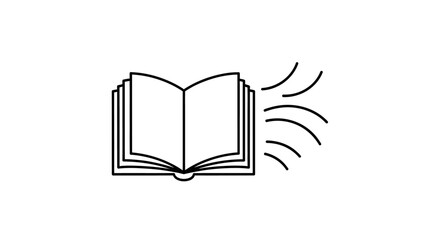 Open Book Icon with Radiating Lines, Knowledge and Learning Symbol