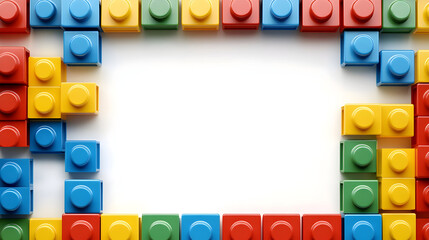Fototapeta premium Colorful lego brick frame for creative design projects