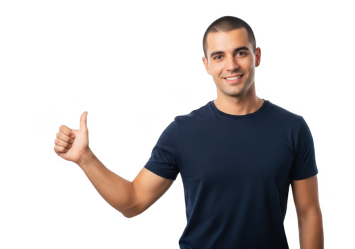 Man giving a thumbs up gesture isolated on transparent background - Powered by Adobe