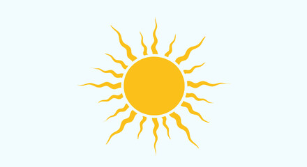 Fototapeta premium Vibrant yellow sun graphic with numerous wavy, flame-like rays emanating outwards.