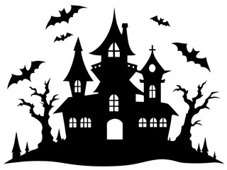 haunted houses   simple   silhouette vector,on white background
